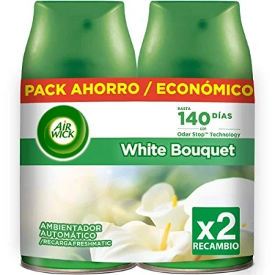 Imagen de Air Wick Freshmatic Recambio de Ambientador Spray Automático, Aroma a White Bouquet, 2 x 250ml