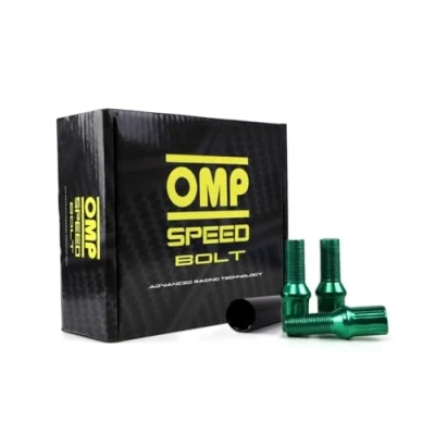 Imagen de OMP Speed Juego de 20 Tornillos Acero Colores M12X1.5 Llave 17/19 Largo 27mm Color Verde y Material DIN 10.9