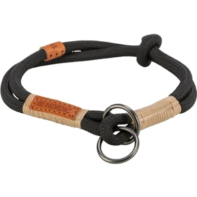 Imagen de TRIXIE Zug Stopp 17305 Collar para perro BE Nordic XS S negro/arena, cómodo perros pequeños y pequeños, con limitación de tracción, resistente elegante