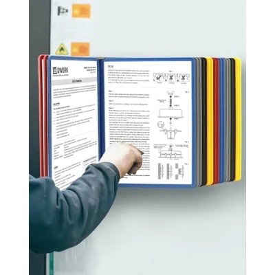Imagen de QWORK® Sistema de Paneles pared 20 pantalla A4 Portadocumentos multicolor para salas exposiciones, restaurantes, oficinas, lugares públicos
