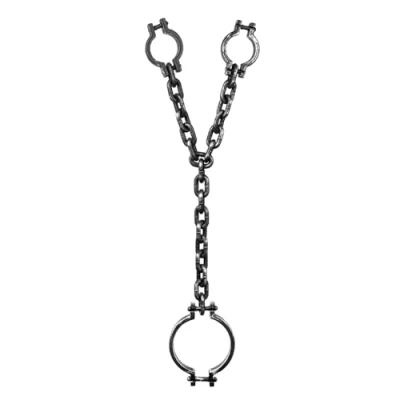 Imagen de Boland 00614 Grillete para prisionero, manos y cuello, aprox. 100 cm, accesorio o decoración Halloween, fiesta de miedo, carnaval, temática