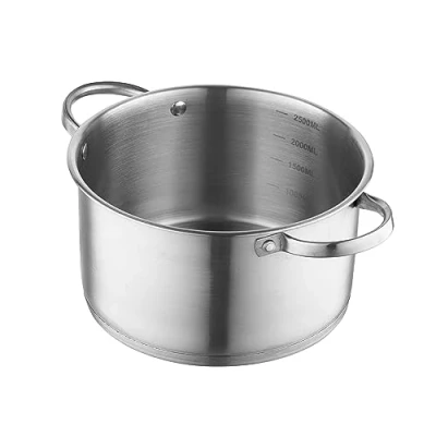 Imagen de FLORINA Olla de Acero Inoxidable (3,1 l) 20 cm I con Tapa Vidrio Incluye Vaso Medidor y Mango Remachado Fondo 3 Capas Apto para Lavavajillas Inducción, Gas Eléctrica