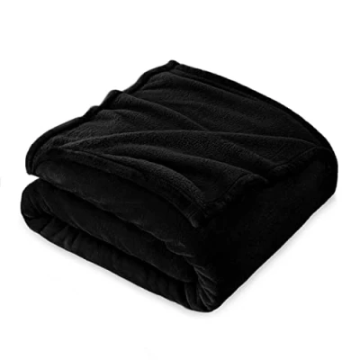 Imagen de FARFALLAROSSA Mantas para Sofa Grande, Manta Polar Franela Extra Suave,Negro 130 x 160 cm,para Toda Estación