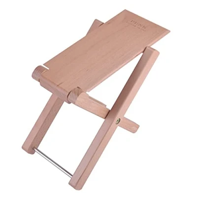 Imagen de Reposapiés de madera dura para guitarra KingPoint, con cuatro niveles altura ajustables, natural