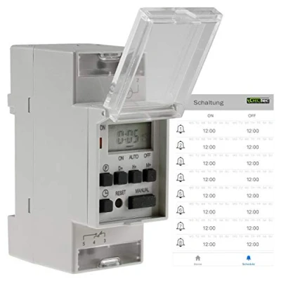 Imagen de Temporizador digital para panel de control carril DIN Configuración vía APP Bluetooth 230V / 8A Interruptor horario Pantalla LC Programable semana/día