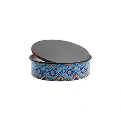 Imagen de Domo Push Pan Molde Base extraíble, diámetro 20 cm, Aluminio, Azul Multicolor, 21.5 x 7.6 cm