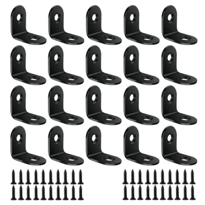 Imagen de BuxiuGK 20Pcs Soportes de Esquina Soporte ángulo Recto 90 Grados Forma L Acero Inoxidable 20 mm x 16 Con Tornillos Negro