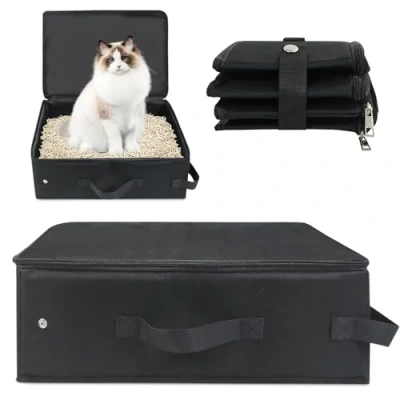 Imagen de Arenero Plegable para Gatos portátil y Plegable: WIYETY Travel Katzenklo con Tapa 40 * 30 cm, de Viaje Katzentoilette, estanco Viajes, al Aire Libre en casa