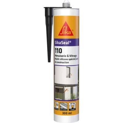 Imagen de SIKA Sellador de silicona para construcción SikaSeal 110 carpintería y acristalamiento negro Juntas Exterior e interior 300 ml