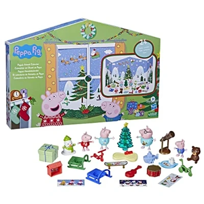 Imagen de Peppa Pig Juguete de calendario Adviento Peppa, 45 x 91 cm (abierto); 24 artículos incluyen 4 figuras familiares navideñas; a partir 3 años