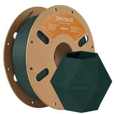 Imagen de Filamento PLA Mate ERYONE para impresora 3D, 1,75 mm, tolerancia: ± 0,03 1 kg (2,2 libras) / rollo, Negro Verde Bosque