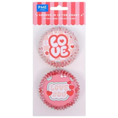 Imagen de PME San Valentín Cápsulas para cupcakes Forradas de Aluminio el Ritmo Está en Corazón, Set 60
