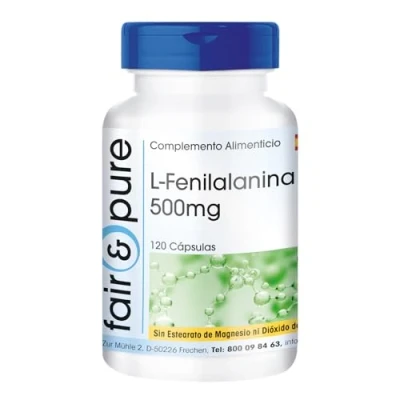 Imagen de Fair &amp; Pure® L Fenilalanina 500mg Aminoácido esencial vegano Alta pureza 120 Cápsulas