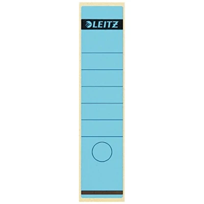 Imagen de Leitz etiquetas Adhesivas para Lomo Archivadores de Palanca Cartón 80 mm, Amplias, Largas, 61.5 x 285 Papel, 16401035, Azul, Pack 100