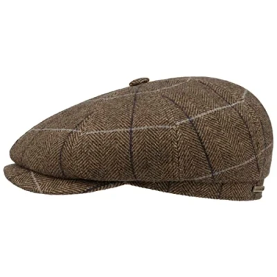 Imagen de Stetson Gorra Hatteras Gallanger Wool Mujer/Hombre Made in The EU de Lana Newsboy con Visera, Forro Invierno otoño/Invierno XL (60 61 cm) Beige marrón