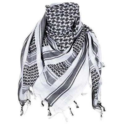 Imagen de MFH Bufanda PLO con flecos Shemagh, negro/blanco, 115x110cm