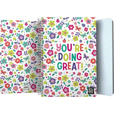 Imagen de Grafoplás Cuaderno Tapa Plastico 80 Hojas Cuadriculadas 4x4 90g Tamaño Folio Espiral Colección Diseño Bits&amp;Bobs Pop Up Design Great Certificado FSC