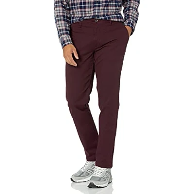 Imagen de Amazon Essentials Pantalones Chinos de Pitillo, Elásticos, Informales Hombre, Burdeos, 30W / 28L