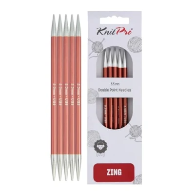 Imagen de KnitPro 20 cm x 5,50 mm, Aluminio Zing Doble Tejer, Color marrón