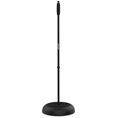 Imagen de Audibax Base 5 Black Soporte para Micrófono de Suelo Redonda Pie Estable Altura Regulable 85 a 147 cm Duradero con Sólida