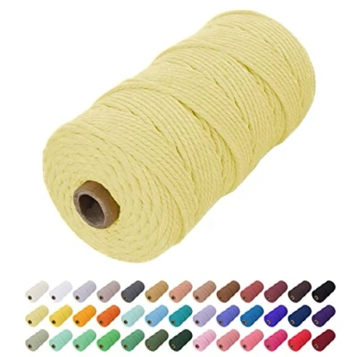 Imagen de Uiopa Hilo Macrame 2mm x 200m, Cuerda de Algodon Natural Cordel, Manualidades para DIY Pared, Cortina, Colgar Plantas, Decoracion Dormitorio (Amarillo claro)