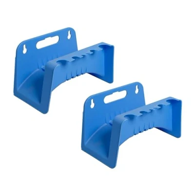Imagen de BRICOMIRAS Soporte Manguera Jardin de plastico Colgador para el hogar Fabricado en ultraresistente Organizador mangueras Porta Pared Universal (2, Azul)