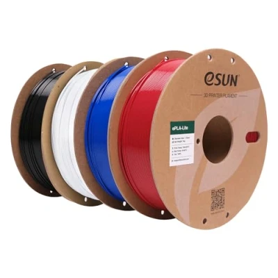 Imagen de eSUN Filamento PLA 1.75mm, para Impresora 3D Precisión Dimensional +/ 0.03mm, 1KG por Bobina, 4 Bobinas Impresoras,Rojo Oscuro+Azul+Frío Blanco+Negro
