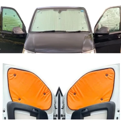 Imagen de Sombrilla para Parabrisas Compatibles con Renault Trafic (2000 2014)(Conjunto Frontal) Color de Respaldo Naranja Fluorescente, Reversible