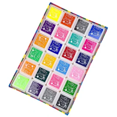 Imagen de Gvolatee 24 Colores Almohadilla Tinta, Tinta para Huellas, Lavable Almohadillas de Sellos Niños, Huellas Scrapbooking DIY Crear Tarjetas