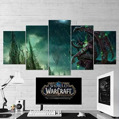 Imagen de Gmoope lienzo decorativo para pared (5 piezas, diseño de World Of Warcraft, 46 Illidan Stormrage juegos, modular,