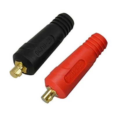 Imagen de RIVERWELD TIG Cable de soldadura Panel Conector Enchufe DKJ10 25 200Amp Dinse Ajuste rápido Color rojo y negro 2 piezas