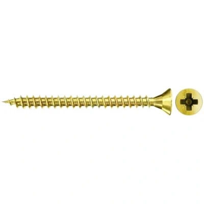Imagen de fischer Tornillo de aglomerado 4,0 x 35 cabeza avellanada amarillo galvanizado rosca completa Phillips PZ