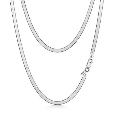 Imagen de Amberta Cadena Plana de Serpiente para Mujer en Plata Ley 925: 3 mm 45 cm