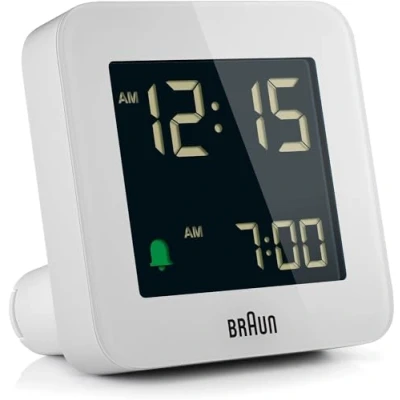 Imagen de Braun Reloj Despertador Digital función repetición, Pantalla LCD Negativa, configuración rápida, Alarma por pitido en Crescendo Blanco, Modelo BC09W.