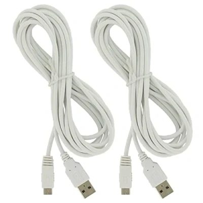 Imagen de Fasizi 2 cables de alimentación USB extralargos 3 metros para Wii U GamePad (3 metros), color blanco