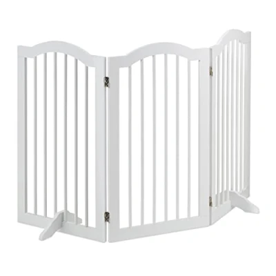 Imagen de Relaxdays Barrera Seguridad Niños, 3 Paneles, Alto 92 cm, Valla Protección Bebés y Mascotas, Plegable, 92x154 Blanca, Bambú