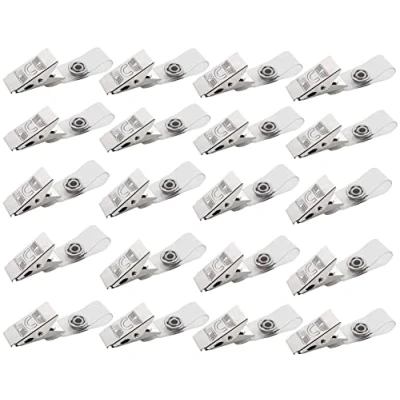 Imagen de BOBOZHONG 20PCS Clips de Metal para Insignias,Crocodile el Clip del poseedor una Tarjeta identificación la con Correa PVC y botón