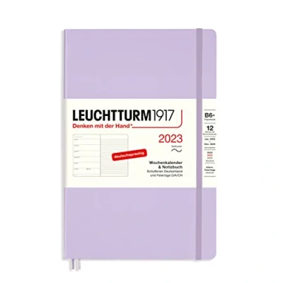 Imagen de LEUCHTTURM1917 365700 Agenda semanal y cuaderno Tapa blanda Paperback (B6+) 2023, 12 meses, lila, alemán