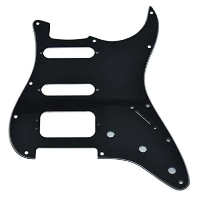 Imagen de Dopro Golpeador de guitarra HSS Strat 11 agujeros 3 tornillos Humbucking Pickup montaje se adapta a Fender americano Stratocaster negro capas