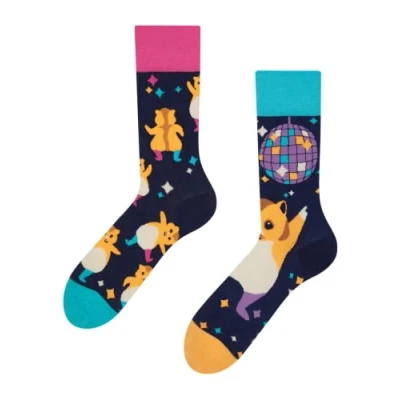 Imagen de Dedoles Calcetines Unisex Hombre Mujer y Niños Algodón muchos diseños divertidos diferente izquierda derecha, color: Azul, diseño: Fiesta de hámsteres, tamaño: 35 38