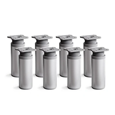 Imagen de sossai® Patas para muebles MFR1 8 piezas altura regulable Diseño: Alu Altura: 60 mm (+20mm) Perfil redondo: 40 x Tornillos incluidos