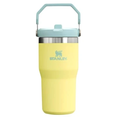 Imagen de Stanley IceFlow Vaso de acero inoxidable Botella agua aislada al vacío para el hogar, la oficina o automóvil, reutilizable, con pajilla, resistente a fugas, se puede voltear en frío durante