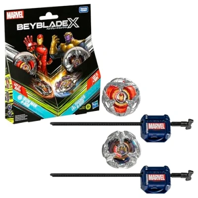 Imagen de Beyblade X, Pack múltiple Colaboración con Marvel, Set Iron Man 4 80B vs. Thanos 60B
