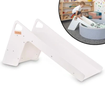 Imagen de KiddyMoon Tobogán Y Silla 2 En 1 De Madera para Niños, Grande, Blanco