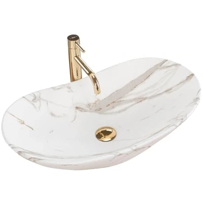 Imagen de Rea Lavabo de ENCIMERA ROYAL LAVA MAT Baño 605 x 360 160 mm Cerámico (Blanco, Imitación Mármol)