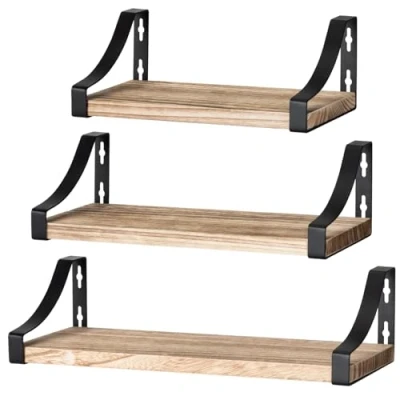 Imagen de Pipishell Baldas Pared, Estanteria de Pared 3 Niveles, Estante Madera,Ideal para Dormitorio, Sala Estar, Estudio, la Oficina en el Hogar, etc