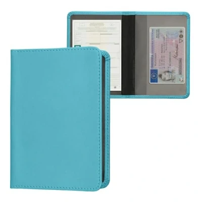 Imagen de kwmobile Funda para permiso de circulación coche cuero sintético Con espacio tarjetas 9.2 x 13 CM doblado azul océano
