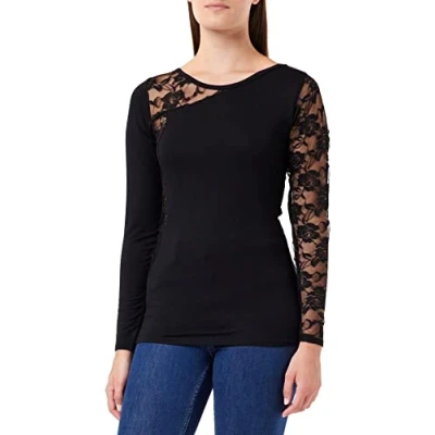 Imagen de Spiral Gothic Elegance Top con un Hombro de Encaje Negro S