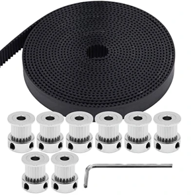 Imagen de TUZUK GT2 Correa de distribución Polea 9 mm, 8 piezas 5 mm 20 dientes sincronización y metros Caucho 2 Paso ancha con llave Allen para impresora 3D CNC