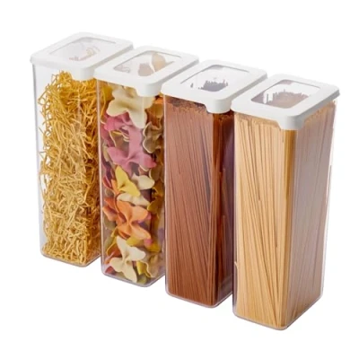 Imagen de SmartStore recipientes herméticos transparentes para alimentos secos con tapas, 2,25 L, juego de 4 20% plástico biológico tapa, sin BPA, aptos lavavajillas, apilables